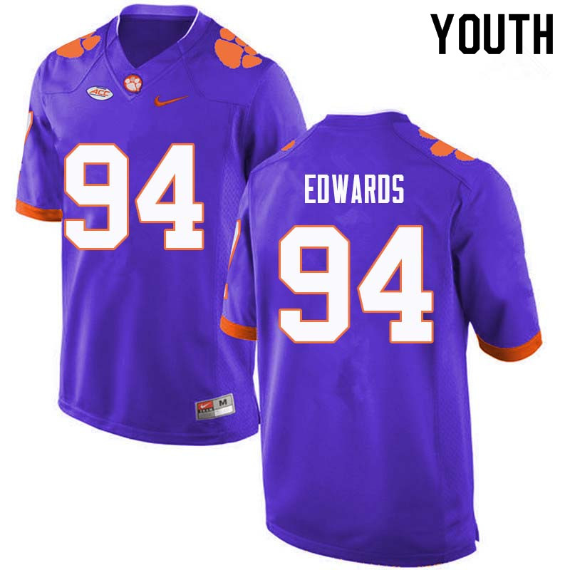 Youth #94 Jacob Edwards Clemson Tigers College Football Jerseys Sale-Purple - Click Image to Close